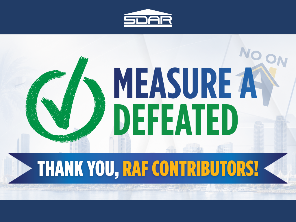 SDAR Applauds Defeat of Measure A, Calling Vote a Victory for Homeowners and Property Rights