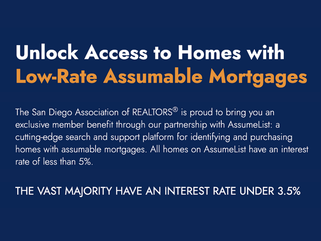 AssumeList&trade; Partners with San Diego Association of REALTORS&reg; to Offer Exclusive Benefits to SDAR Members